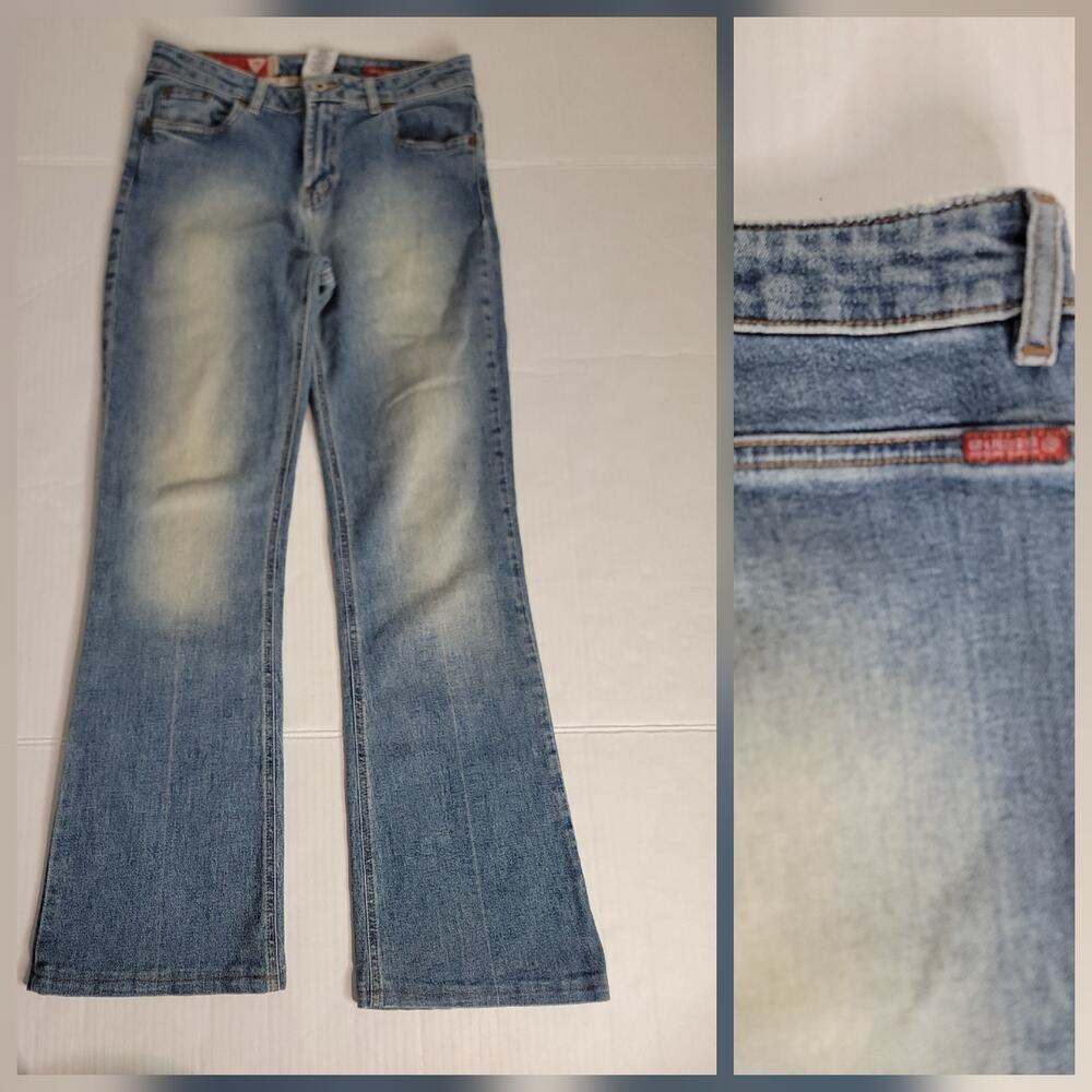 Guess Stretch Denim High-Rise Jeans SZ 30 Boot Bareback Light Wash VTG 90's Y2K
